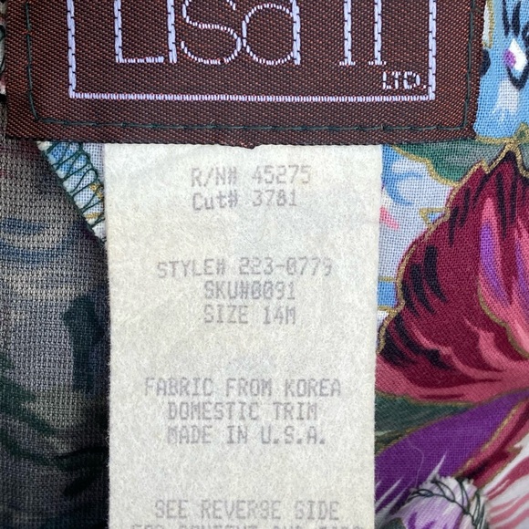 Vintage 80s 90s Lisa II Ltd Floral Cottagecore Lace Collar Dress Women’s M - Picture 11 of 14